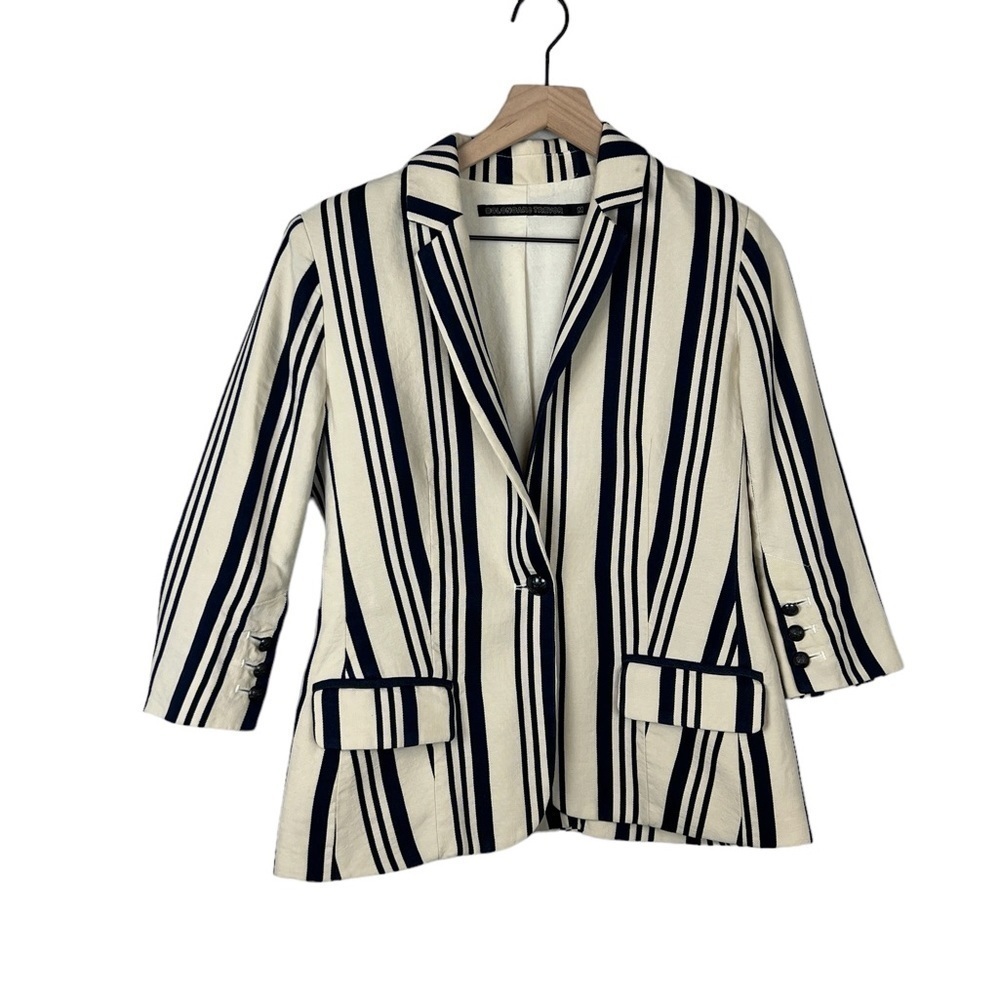 Bolongaro Trevor Linen Blend Striped Blazer Jacket